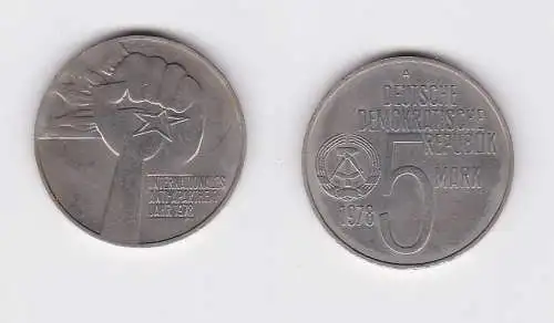 DDR Gedenk Münze 5 Mark Anti Apartheid Jahr 1978 Stempelglanz (128648)