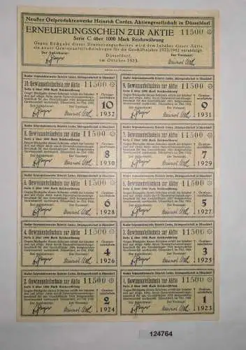 1000 Mark Erneuerungsschein Neußer Oelproduktenwerke Heinrich Cordes (124764)