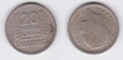 20 Franc Kupfer Nickel Münze Algerien 1949 (120937)