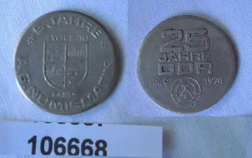 DDR Medaille 5 Jahre Numismatik Zwickau Land 25 Jahre DDR 1974 (106668)