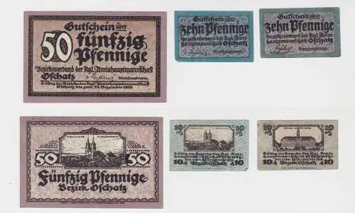 2 x 10 & 50 Pfennig Banknoten Notgeld Amtshauptmannschaft Oschatz  (136387)