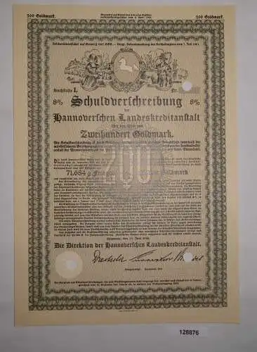 200 Goldmark Schuldverschreibung Hannoverschen Landeskreditanstalt 1926 (128876)