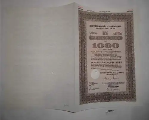 1000 Mark Aktie Rheinisch-Westfälische Kalkwerke AG Dornap Februar 1963 (124122)