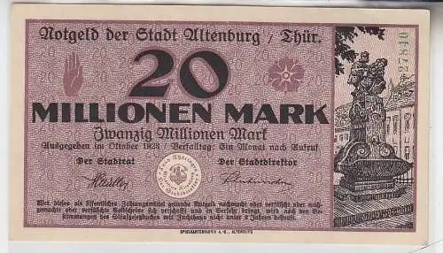 Banknote 20 Millionen Mark Notgeld der Stadt Altenburg Oktober 1923 (110930)