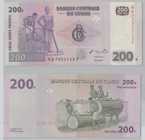 200 Francs Banknote Kongo 31.07.2007 kassenfrisch (153181)