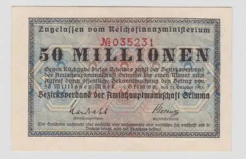50 Millionen Mark Banknote Amtshauptmannschaft Grimma 11.10.1923 (137933)