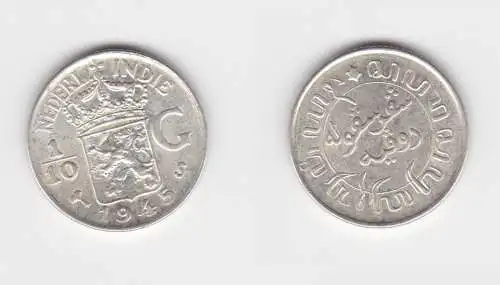 1/10 Gulden Münze Niederlande Niederländisch Indien 1945 vz (152618)