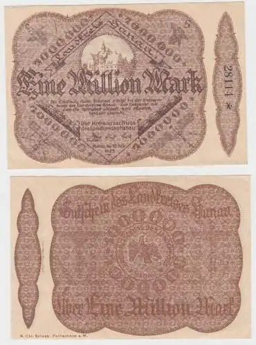 1 Million Mark Banknote Inflation Landkreis Hanau am Main 18.8.1923 (140129)