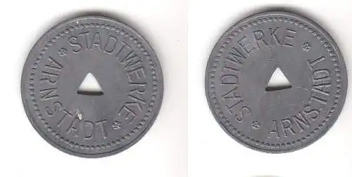 alte große Zink Wertmarke Stadtwerke Arnstadt um 1920  (112203)