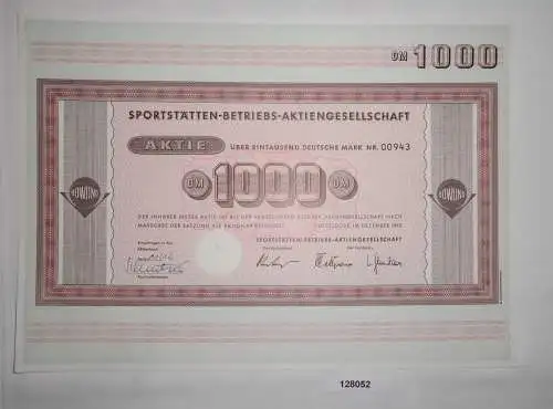 1000 Mark Aktie Sportstätten-Betriebs-AG Düsseldorf Dezember 1962 (128052)