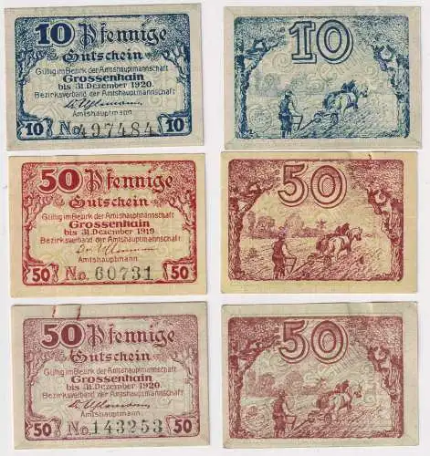 3 Banknote Notgeld Amtshauptmannschaft Grossenhain 1919-1920 (152391)