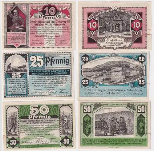 10,25 & 50 Pfennig Banknoten Notgeld Schweich Verein für Handel & Gewerb(150313)