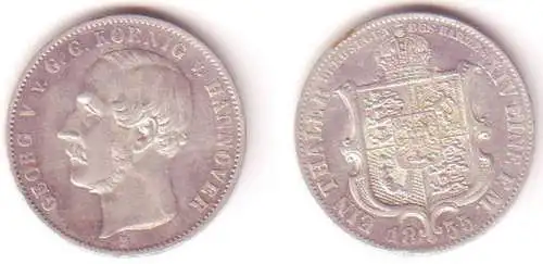 1 Taler Silber Münze Hannover König Ernst August 1855 (Mü 1038)