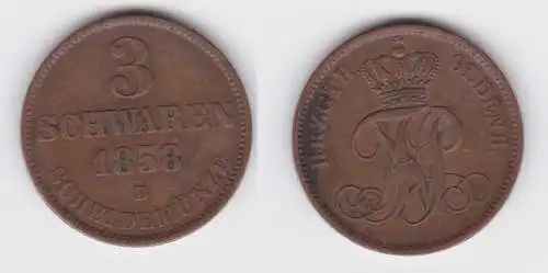 3 Schwaren Kupfer Münze Oldenburg 1858 B ss (142942)
