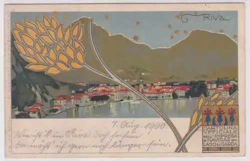 900869 Jugendstil Künstler Ak Riva del Garda 1900