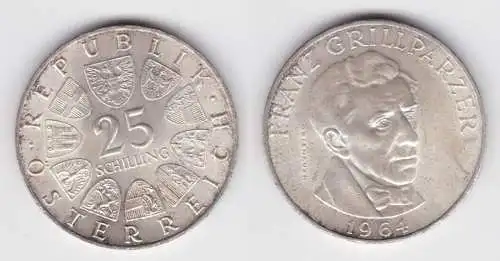 25 Schilling Silber Münze Österreich 1964 Franz Grillparzer (143185)