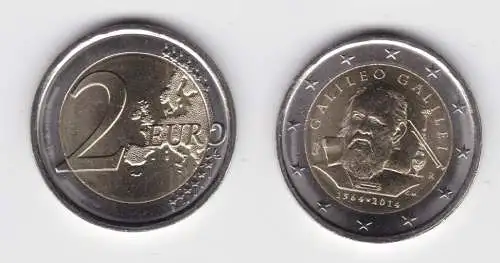 2 Euro Bi-Metall Münze Italien 2014 Galileo Galilei - 450. Geburtstag (143235)