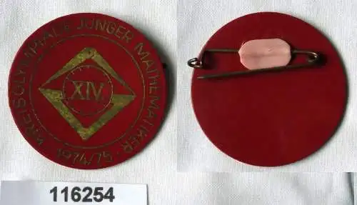 DDR Plaste Abzeichen Kreisolympiade Junger Mathematiker 1974/75 (116254)