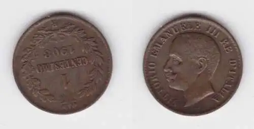 1 Centesimo Kupfer Münze Italien 1908 (143406)