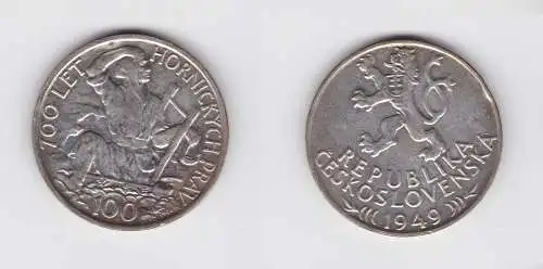 100 Kronen Silber Münze Tschechoslowakei 1949 (134630)