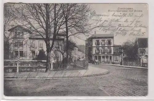 900413 Ak Zweibrücken Bismarckstrasse mit Brücke 1907