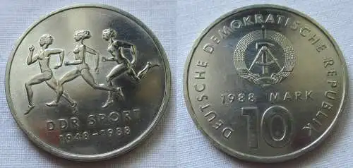 DDR Gedenk Münze 10 Mark 40 Jahre DDR Sport 1988 (124717)
