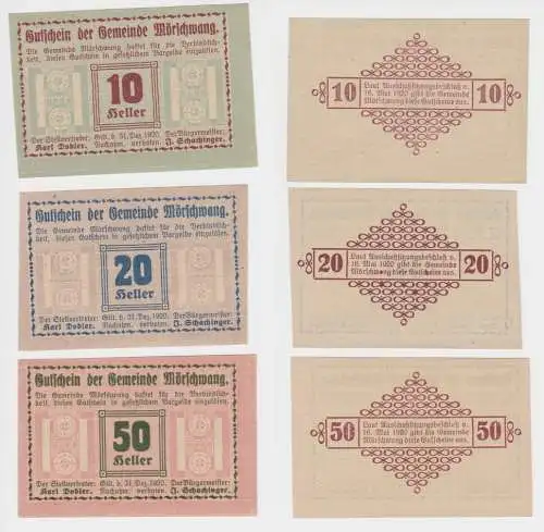 10, 20 und 50 Heller Banknote Mörschwang (142281)