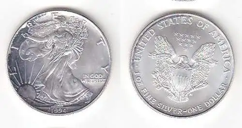 1 Dollar Silber Münze Silver Eagle USA 1994 1 Unze Feinsilber  (114148)