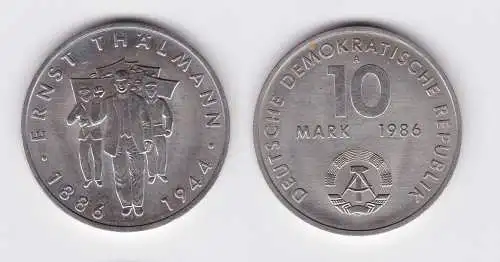 DDR Gedenk Münze 10 Mark Ernst Thälmann 1886-1944, 1986 (121865)