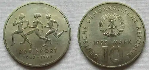 DDR Gedenk Münze 10 Mark 40 Jahre DDR Sport 1988 (143315)
