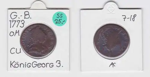 Half Penny Kupfer Münze Großbritannien 1773 König Georg III.  (133675)