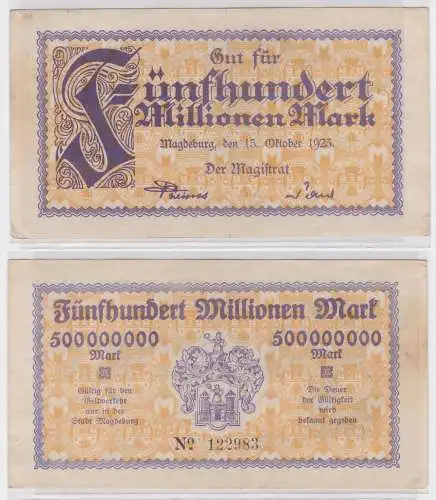 500 Millionen Mark Banknote Stadt Magdeburg 15.10.1923 (122234)
