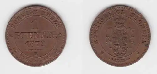 1 Pfennig Kupfer Münze Sachsen 1872 B vz (143581)