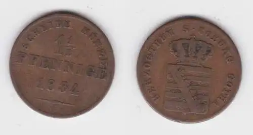 1 1/2 Pfennig Kupfer Münze Sachsen-Coburg-Gotha 1834 f.ss (143261)