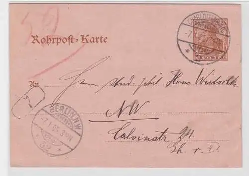 85000 Ganzsachen Rohrpost Karte Berlin Charlottenburg 1905