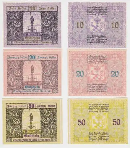10, 20 und 50 Heller Banknote Ried Innkreis 1920 (154531)