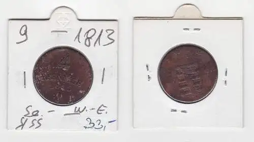4 Pfennige Kupfer Münze Sachsen Weimar Eisenach 1813 (142007)