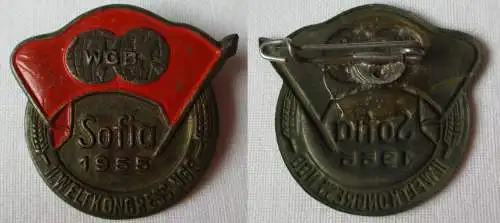 DDR Abzeichen II. Weltkongress NGG WGB Weltgewerkschaftsbund Sofia 1955 (153583)