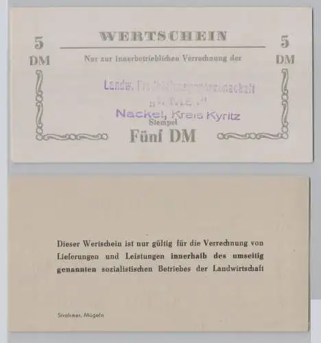 5 Mark Wertschein DDR für LPG Geld LPG Nackel um 1965 (149439)