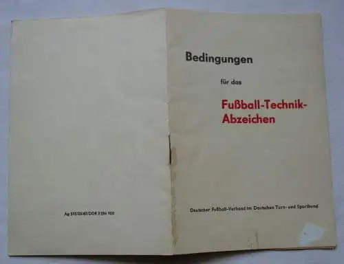 DDR Bedingungen für das Fußball-Technik-Abzeichen DFV im DTSB 1962 (123691)