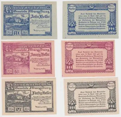 10, 20 und 50 Heller Banknote Manglburg (144222)