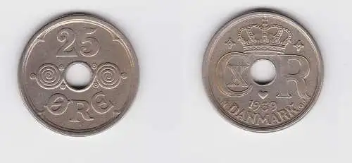 25 Öre Kupfer Nickel Münze Dänemark 1939 (133345)