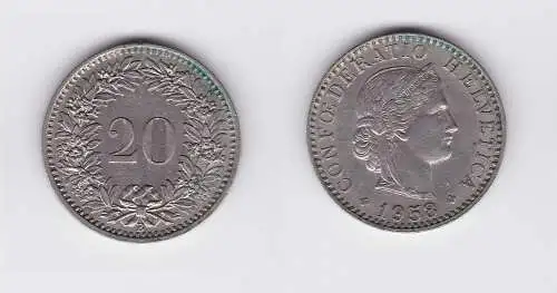20 Rappen Kupfer Nickel Münze Schweiz 1958 B (117977)