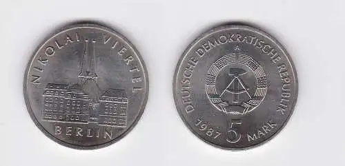 DDR Gedenk Münze 5 Mark Berlin Nikolai Viertel 1987 (119974)
