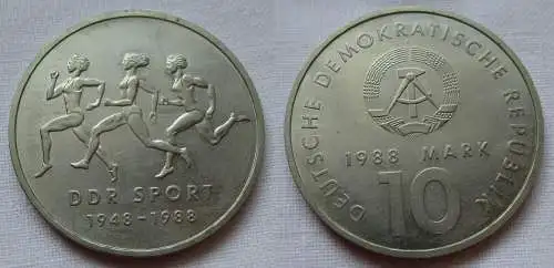 DDR Gedenk Münze 10 Mark 40 Jahre DDR Sport 1988 (124937)