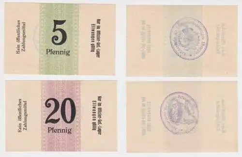 5 & 20 Pfennig Banknoten Offiziersgefangenenlager Ellwangen (153722)
