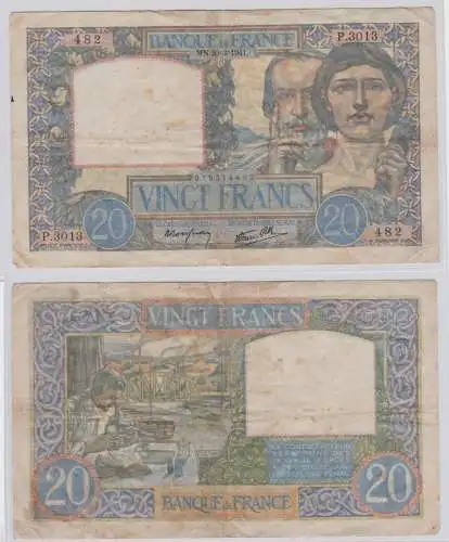 20 Franc Banknoten Frankreich 1941 Pick 92b (153831)