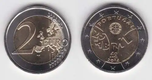 2 Euro Bi-Metall Münze Portugal 2014 25 de Abril (135511)