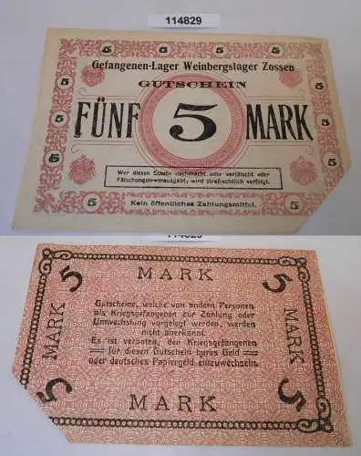 5 Mark Banknote Gefangenenlager Weinbergslager Zossen 1.Weltkrieg (114829)
