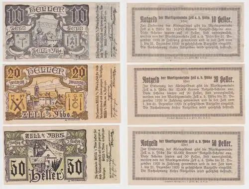 10, 20 und 50 Heller Banknote Zell an der Ybbs (145836)